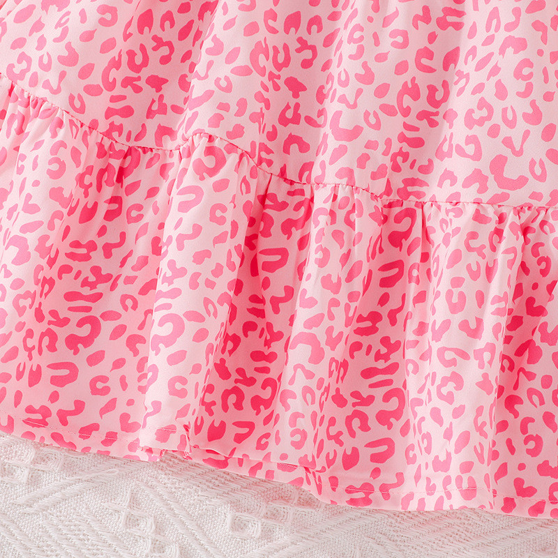 2Piece Summer Outfit Луксозно облекло за момичета Модно розово памучно бебешко горнище с къс ръкав+пола Дрехи за малки деца Детски комплект BC142