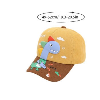 Карикатурен динозавър Детска бейзболна шапка Сладко животно Детска слънчева шапка Пролетна рипсено кадифе На открито Момчета Момичета Шапки с остри капаци Bonnet Gorras