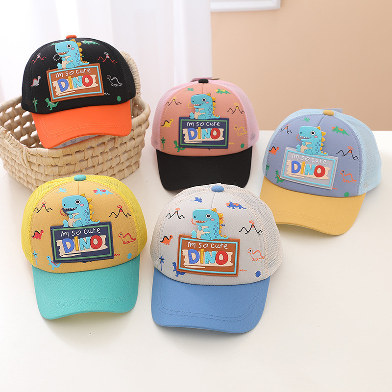 Карикатурен динозавър Детска бейзболна шапка Сладко животно Детска слънчева шапка Пролетна рипсено кадифе На открито Момчета Момичета Шапки с остри капаци Bonnet Gorras