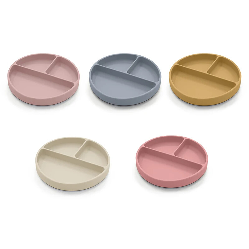 Детска чиния за хранене с противоплъзгаща храна, без BPA. Бебешка силиконова смукателна плоча