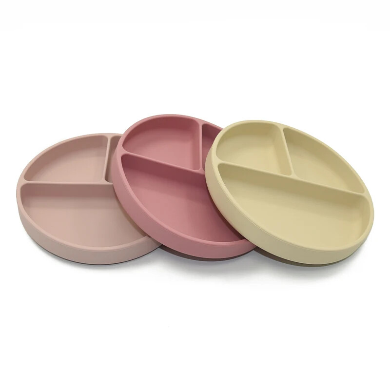 Детска чиния за хранене с противоплъзгаща храна, без BPA. Бебешка силиконова смукателна плоча