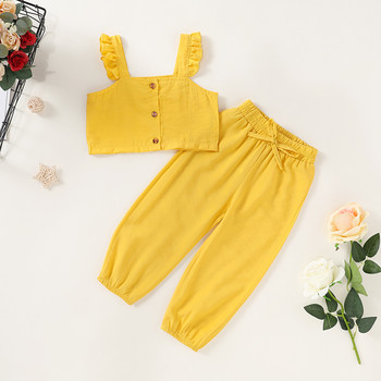 Citgeett Summer Toddler Baby Girl Clothes Ръфове Плътна горна тениска Дълги панталони Облекло Ежедневен комплект Облекло
