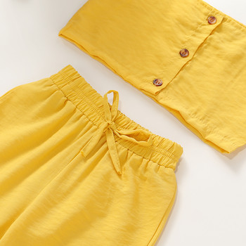 Citgeett Summer Toddler Baby Girl Clothes Ръфове Плътна горна тениска Дълги панталони Облекло Ежедневен комплект Облекло