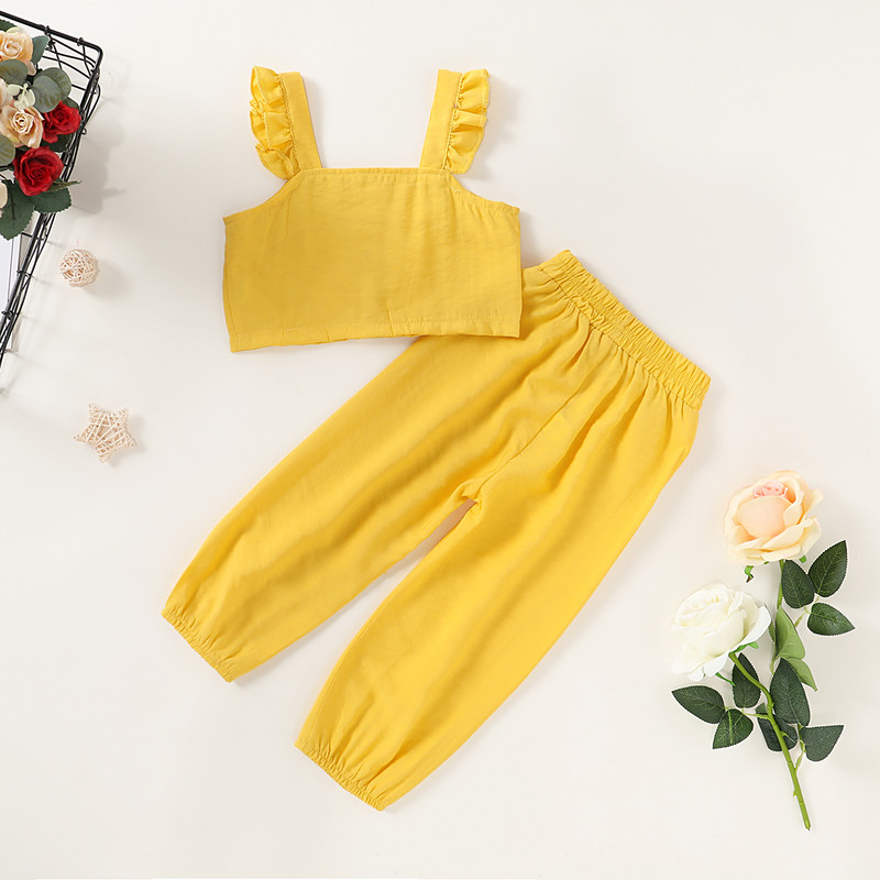 Citgeett Summer Toddler Baby Girl Clothes Ръфове Плътна горна тениска Дълги панталони Облекло Ежедневен комплект Облекло