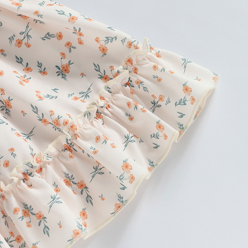 1-6 г. Детски комплект летни дрехи за момичета Бебешки горнища с волани без ръкави с едно рамо + флорални поли с колан Детски екипи