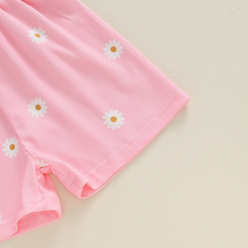 Детски дрехи Летен гащеризон за момиче Ежедневен гащеризон с щампи на маргаритки Презрамки без ръкави Гащеризон за новородено Дрехи