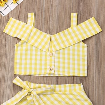 Καλοκαιρινά σετ παιδικών ρούχων για κορίτσια 1-5 ετών Baby Off Shoulder Sling ριγέ μπλούζες + φούστες με βολάν Παιδικά ρούχα μόδας