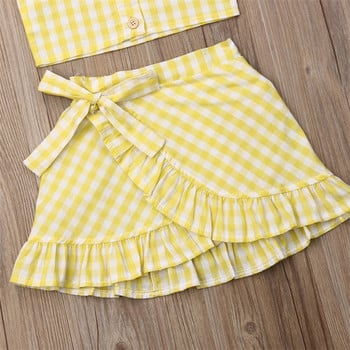 Καλοκαιρινά σετ παιδικών ρούχων για κορίτσια 1-5 ετών Baby Off Shoulder Sling ριγέ μπλούζες + φούστες με βολάν Παιδικά ρούχα μόδας