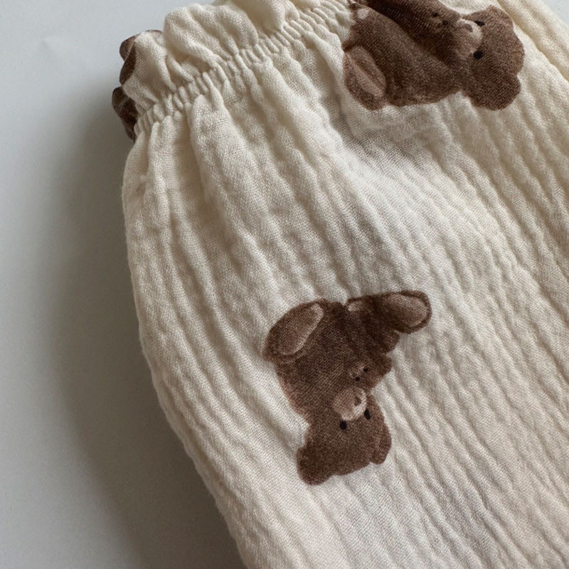 Летни нови бебешки панталони Корейски детски пролетни органични памучни свободни панталони с флорални щампи с тигрова мечка Панталони с фенери за момчета и момичета