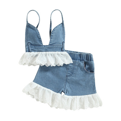 Toddler Kids Baby Girls Summer 2Pcs Outfits Αμάνικο Crop Tops T-shirt Ελαστικό σορτς μέσης Σετ casual outfits Καθημερινά ρούχα