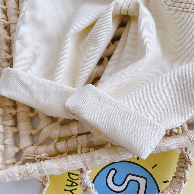 Бебешки едноцветни дънки 0-3 години Бебешка пролетна рокля Момичета Корейски ежедневни панталони с висока талия Панталони за момчета