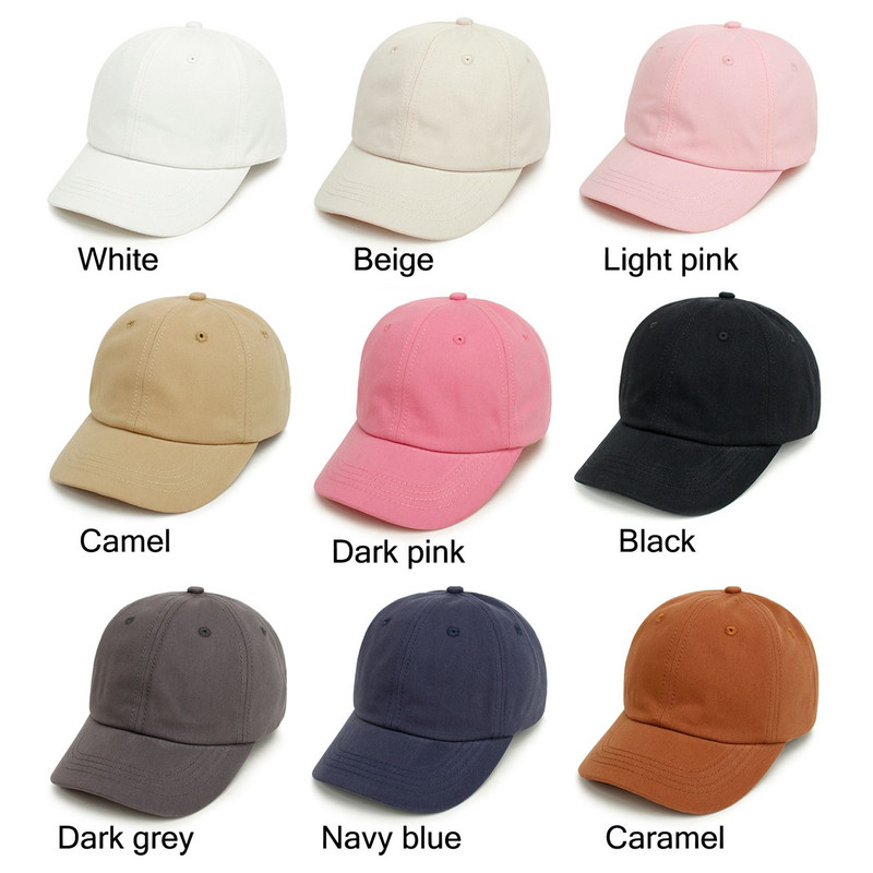 Детска бейзболна шапка Пролет Лято На открито Детска едноцветна шапка за момче Момиче Памучна регулируема плажна шапка Защита от слънце Възраст 8M-5Y