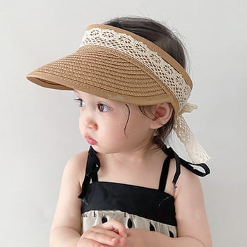Ψάθινα σκουφάκια για μωρά σε στυλ Νέας Κορέας Παιδικά καπέλα ηλίου άδειο πάνω μεγάλο καπέλο φιόγκο Παιδικό ψάθινο αντηλιακό καπέλο αντηλιακό καπέλα μωρό αξεσουάρ νεογέννητο