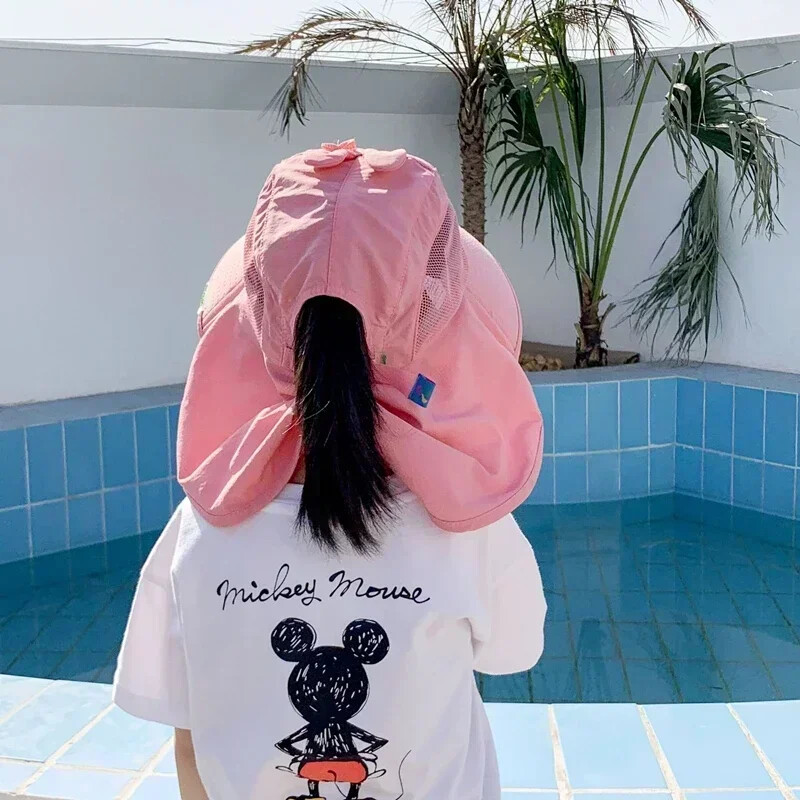 Външна лятна шапка за деца Детска шапка за слънце Шапка за уши Слънцезащита Плажни шапки Деца Момче Момиче Капачка с клапа за деца