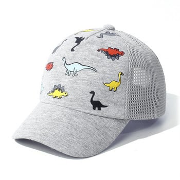 Прекрасна детска шапка с топка на камион, шапка с патица за свободното време, едноцветна шапка с извита периферия, бейзболна шапка с щампа на динозавър