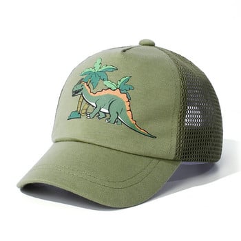 Прекрасна детска шапка с топка на камион, шапка с патица за свободното време, едноцветна шапка с извита периферия, бейзболна шапка с щампа на динозавър