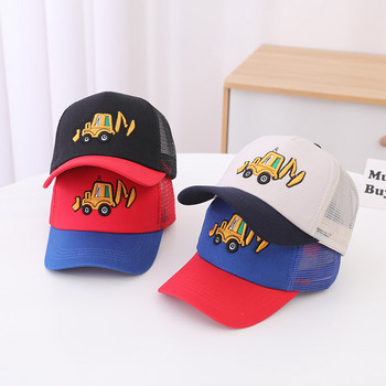 Лятна бебешка бейзболна шапка за момче, мрежеста дишаща шапка за багер Snapback Sun Hat за деца, момичета, външна хип-хоп шапка