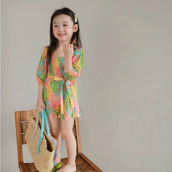 2024 Βρεφικά κορίτσια με στάμπες φόρμες καλοκαιρινά ρούχα Παντελόνια μόδας Παιδικά ρούχα Σετ ρούχων