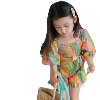 2024 Бебешки гащеризони с щампи за момичета Летни дрехи Гащеризони Панталони Модни детски Детски екипи Комплекти дрехи