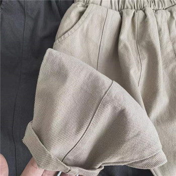 2024 Пролет Бебешки ретро гащеризон с джоб Свободни детски ежедневни панталони за момичета Едноцветни детски модни панталони за малки деца Памучни дрехи