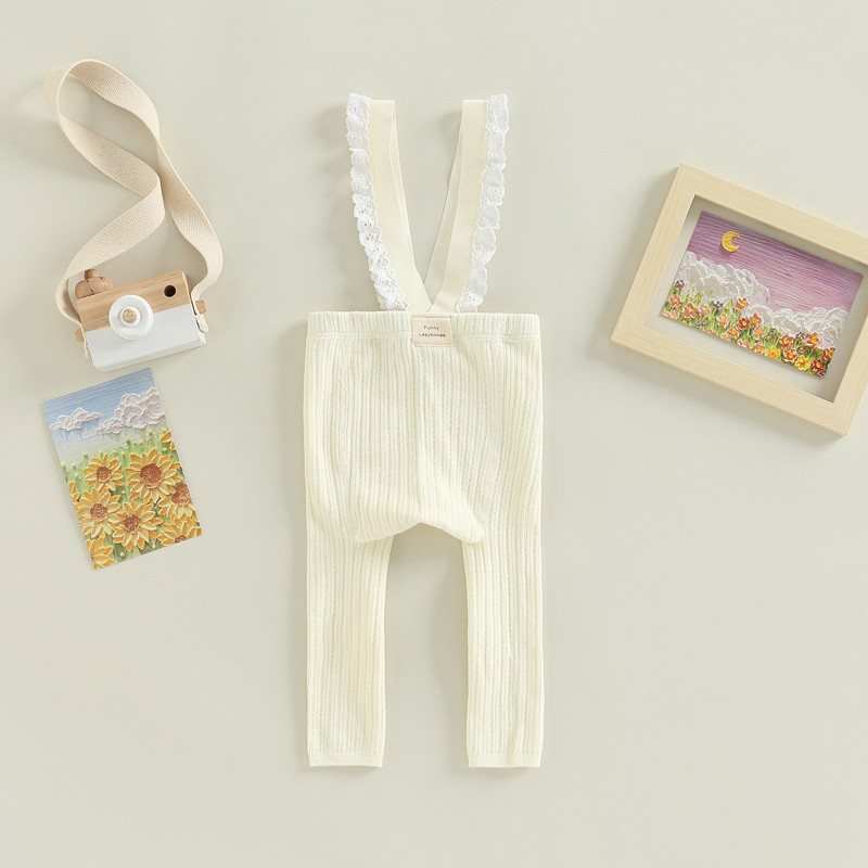 Новородени бебета, момчета, момичета, панталони с тиранти, плетени гащеризони без ръкави с дантелена тапицерия