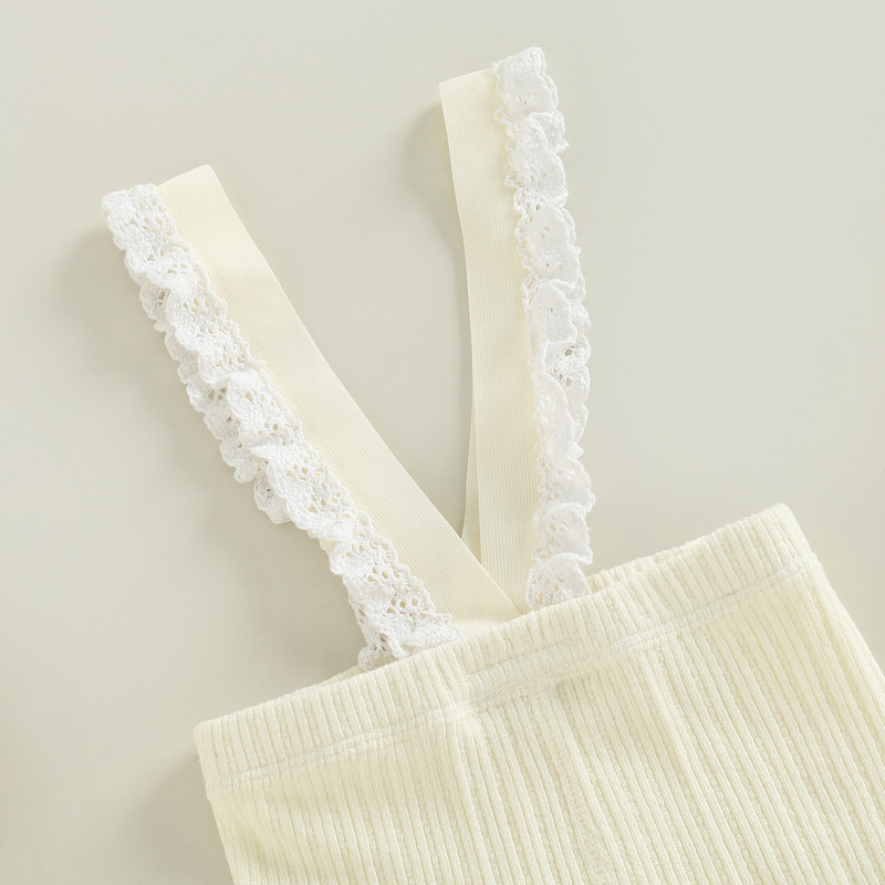 Новородени бебета, момчета, момичета, панталони с тиранти, плетени гащеризони без ръкави с дантелена тапицерия