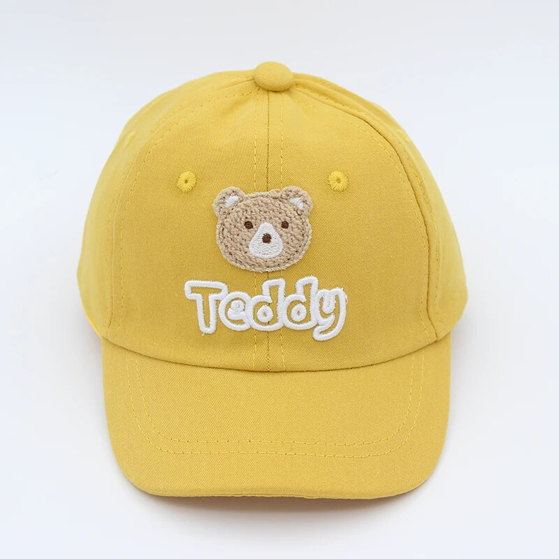 Сладка бейзболна шапка за деца, лятна шапка за момиче, момче, етикет с плюшено мече, регулируеми детски шапки, мрежеста шапка за слънце
