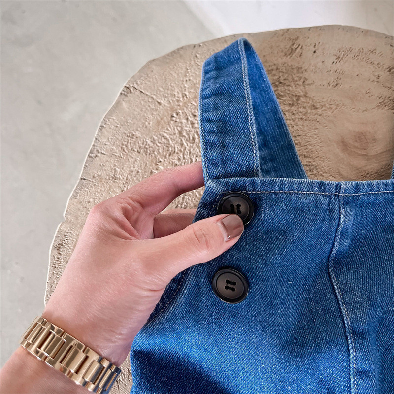 2023 Летни нови детски дънкови гащеризони Сладки къси панталони с презрамки за момичета Бебешки момчета Дънкови шорти Модни детски дънкови къси панталони Ежедневни панталони