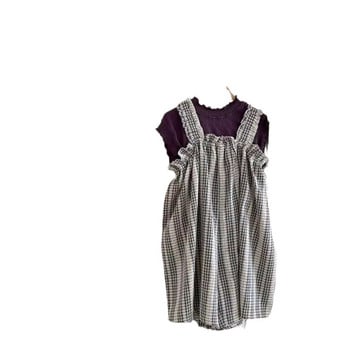 22257 Παιδικό παντελόνι Βρεφικά κοριτσίστικα καλοκαιρινά ρούχα 2024 Άνοιξη Νέα Κορεάτικη ρετρό φαρδιά φόρμα για κορίτσια καρό παντελόνι με φαρδύ πόδι