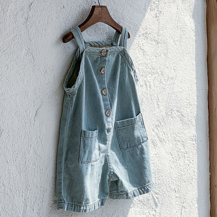 2023 Летни нови детски дънкови гащеризони Сладък щампа на точки Бебешки гащеризон без ръкави Свободни ежедневни панталони за бебета Детски панталони с лигавник