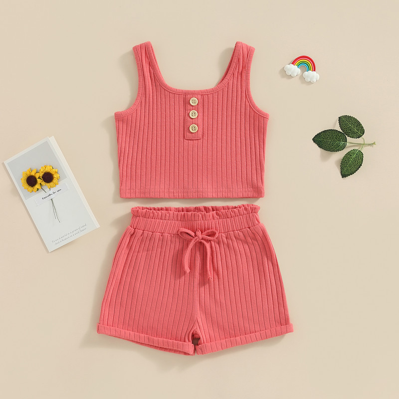 Pudcoco Kid Infant Baby Girls Pants 2pcs Suit, Casual Street Sleeveless Pleating Jet Tops + Едноцветни къси панталони с шнурове 6M-4T