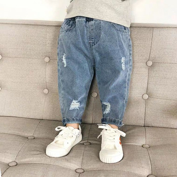 0-5 годишни дънки за момчета Комплект за бебета Детски момичета Дънкови скъсани дънки Корейска мода Детски панталони Ежедневни широки панталони за малко дете