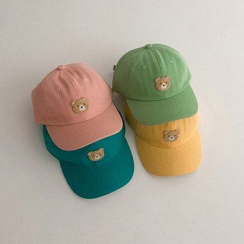 Детска бейзболна шапка с корейски анимационен мечок, лятна шапка за бебе, момче, момиче, слънчева шапка, малки деца, регулируеми шапки с козирка