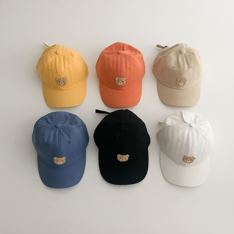 Детска бейзболна шапка с корейски анимационен мечок, лятна шапка за бебе, момче, момиче, слънчева шапка, малки деца, регулируеми шапки с козирка