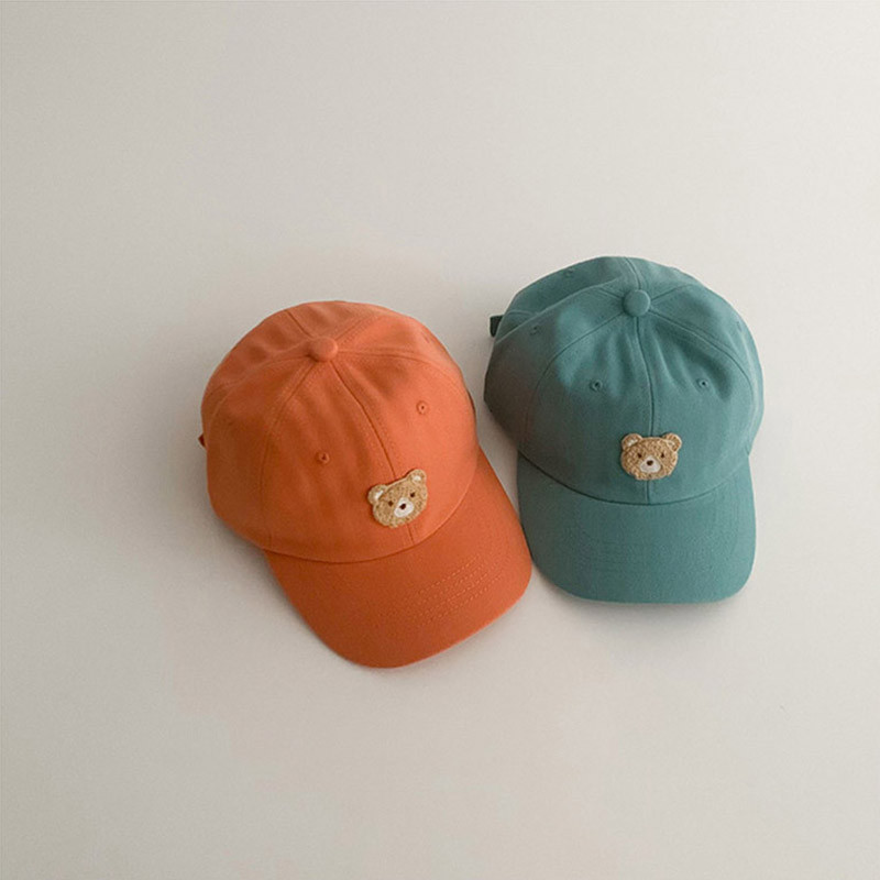 Детска бейзболна шапка с корейски анимационен мечок, лятна шапка за бебе, момче, момиче, слънчева шапка, малки деца, регулируеми шапки с козирка
