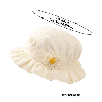 Сладко цвете Бебешка шапка за момичета Сладка дантелена памучна тънка новородена рибарска шапка Ежедневно пътуване на открито Бебешки малки деца Слънчеви шапки