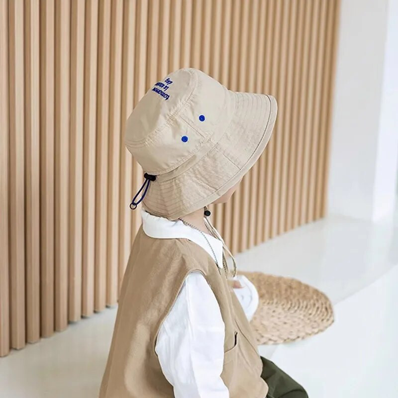 Бебешка шапка с бродирана буква Спортна бързосъхнеща детска рибарска шапка На открито Момичета Момчета Шапка за слънце