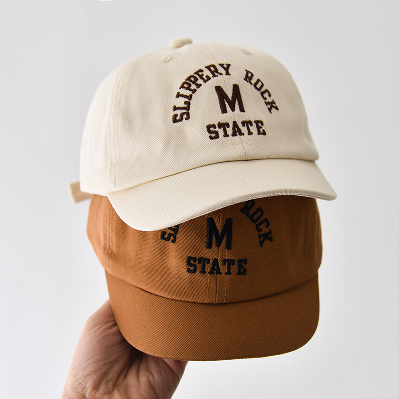 Бебешка бейзболна шапка с корейски букви, пролет, лято, регулируема шапка за слънце за малко дете, момче, момиче, едноцветни бродирани детски шапки с върхове