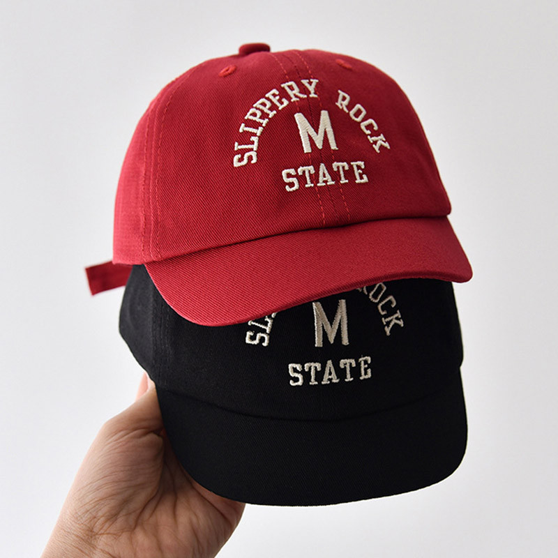 Бебешка бейзболна шапка с корейски букви, пролет, лято, регулируема шапка за слънце за малко дете, момче, момиче, едноцветни бродирани детски шапки с върхове