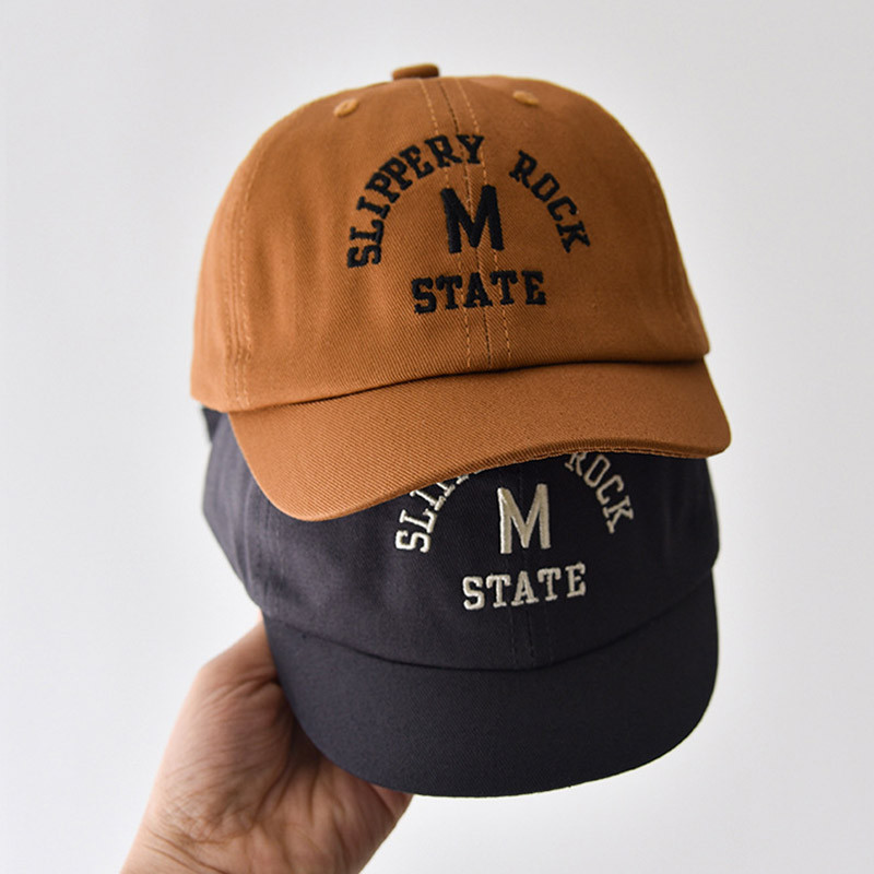 Бебешка бейзболна шапка с корейски букви, пролет, лято, регулируема шапка за слънце за малко дете, момче, момиче, едноцветни бродирани детски шапки с върхове