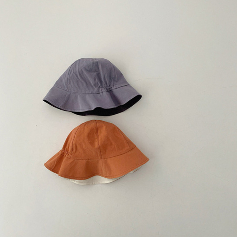 Лятна бебешка шапка за слънце Двустранно облекло Бебешка рибарска шапка Външен плаж Ветроустойчиви детски панамски шапки за слънце