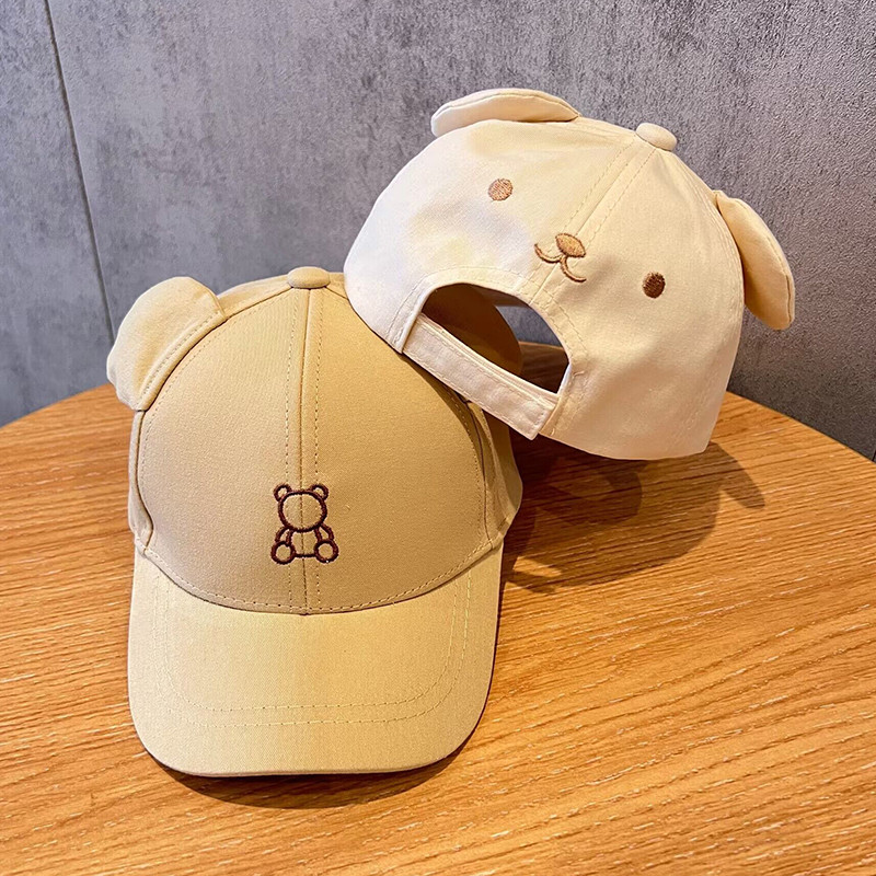 Детска лятна шапка с карикатура Бейзболна шапка с мечо ухо за момичета, момчета, сладки животни, памучни детски шапки за слънце 아기모자