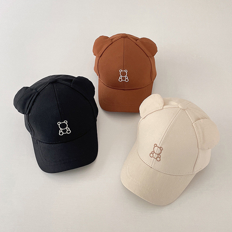 Детска лятна шапка с карикатура Бейзболна шапка с мечо ухо за момичета, момчета, сладки животни, памучни детски шапки за слънце 아기모자