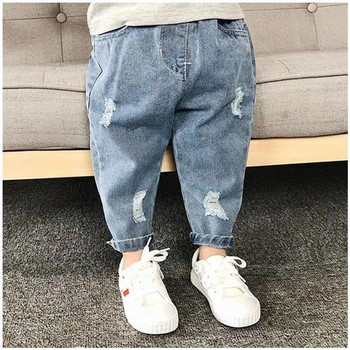 Нови корейски дънки за момчета и момичета с висока талия, детски порно дънки, момчета със свободни модни панталони за баща 0-5 години