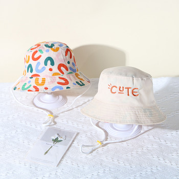 Сладка бродирана бебешка шапка тип кофа с двустранен принт Детска панамска слънчева шапка Летни детски момчета и момичета Рибарски шапки Gorras кепка 모자