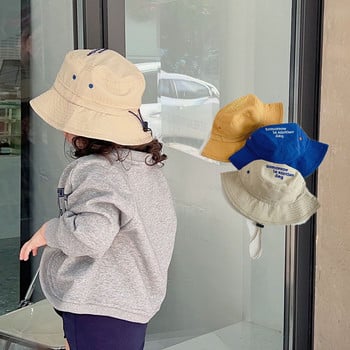 Лятна бързосъхнеща шапка-кофа за бебе, едноцветна шапка с букви, детска рибарска шапка, UV защита, детски панамски слънчеви шапки