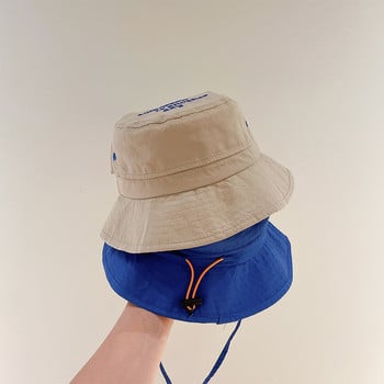 Лятна бързосъхнеща шапка-кофа за бебе, едноцветна шапка с букви, детска рибарска шапка, UV защита, детски панамски слънчеви шапки