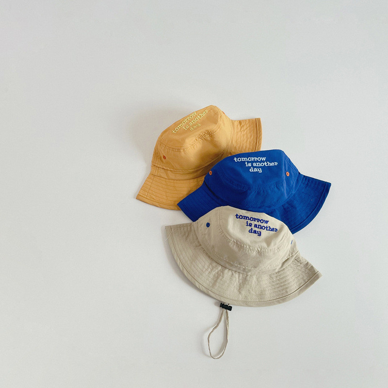 Лятна бързосъхнеща шапка-кофа за бебе, едноцветна шапка с букви, детска рибарска шапка, UV защита, детски панамски слънчеви шапки