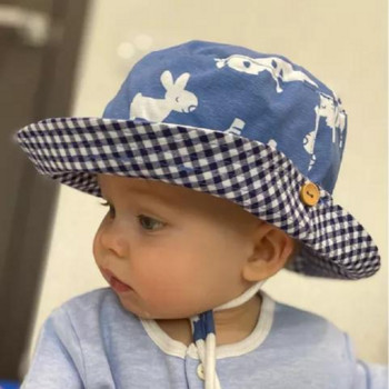 Лятна детска памучна анимационна шапка с кофа за момчета, щампа на цветя, бебета, момичета, слънчева шапка, цвете, детско боне
