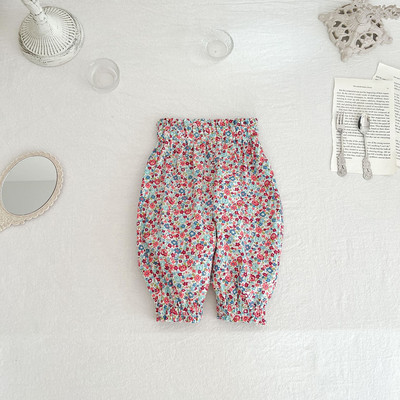 Angoubebe 232K05 Βρεφικά κοριτσάκια casual floral στάμπα μακρύ παντελόνι που φοράει το καλοκαίρι